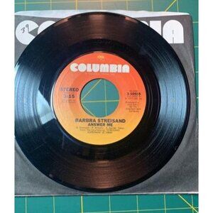 Barbra Streisand 45 RPM Record Columbia My Heart Belongs To Me & Answer Me Vinta